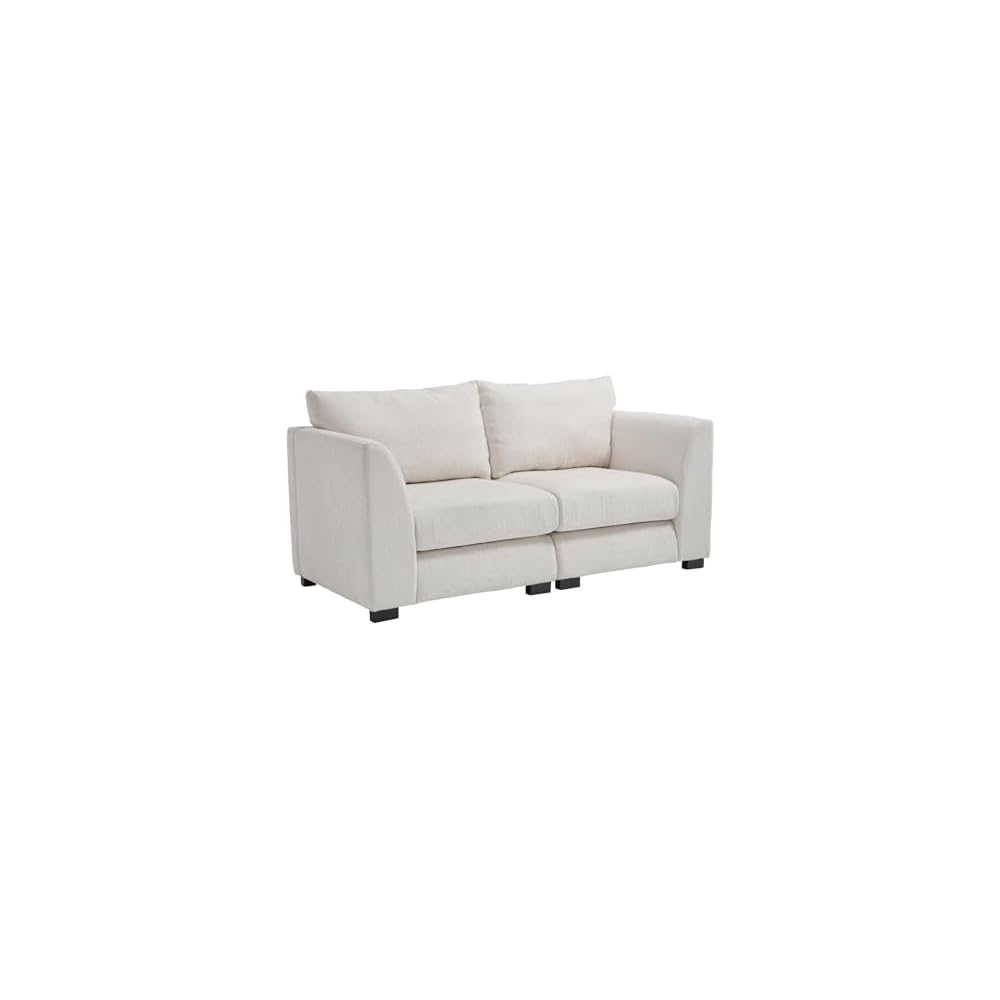 CIMOTA 60" Cloud Couch Modular Loveseat Sofa, Fabric 2-Seater Couches with Deep Seats & Wood Frame, Modern Sectional Sofa for Apartment/Office/Small Living Rooms, White