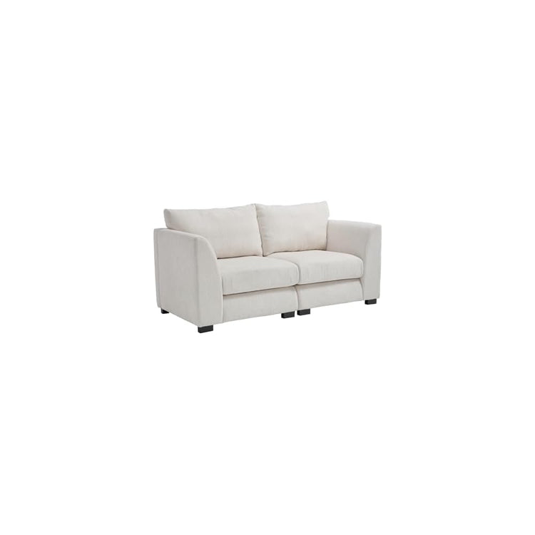 CIMOTA 60" Cloud Couch Modular Loveseat Sofa, Fabric 2-Seater Couches with Deep Seats & Wood Frame, Modern Sectional Sofa for Apartment/Office/Small Living Rooms, White
