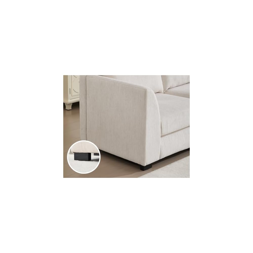 CIMOTA 60" Cloud Couch Modular Loveseat Sofa, Fabric 2-Seater Couches with Deep Seats & Wood Frame, Modern Sectional Sofa for Apartment/Office/Small Living Rooms, White