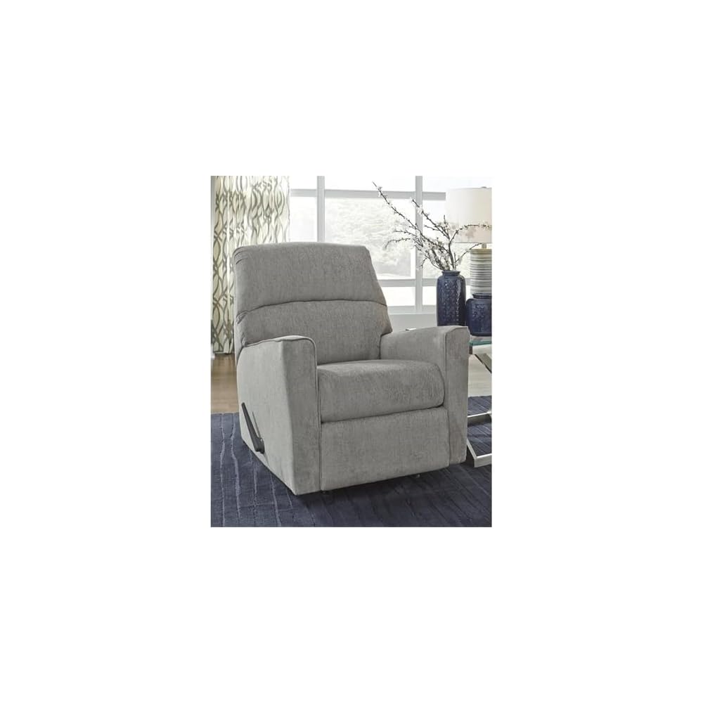 Signature Design by Ashley Manual Rocker Recliner Chair, Alloy Gray