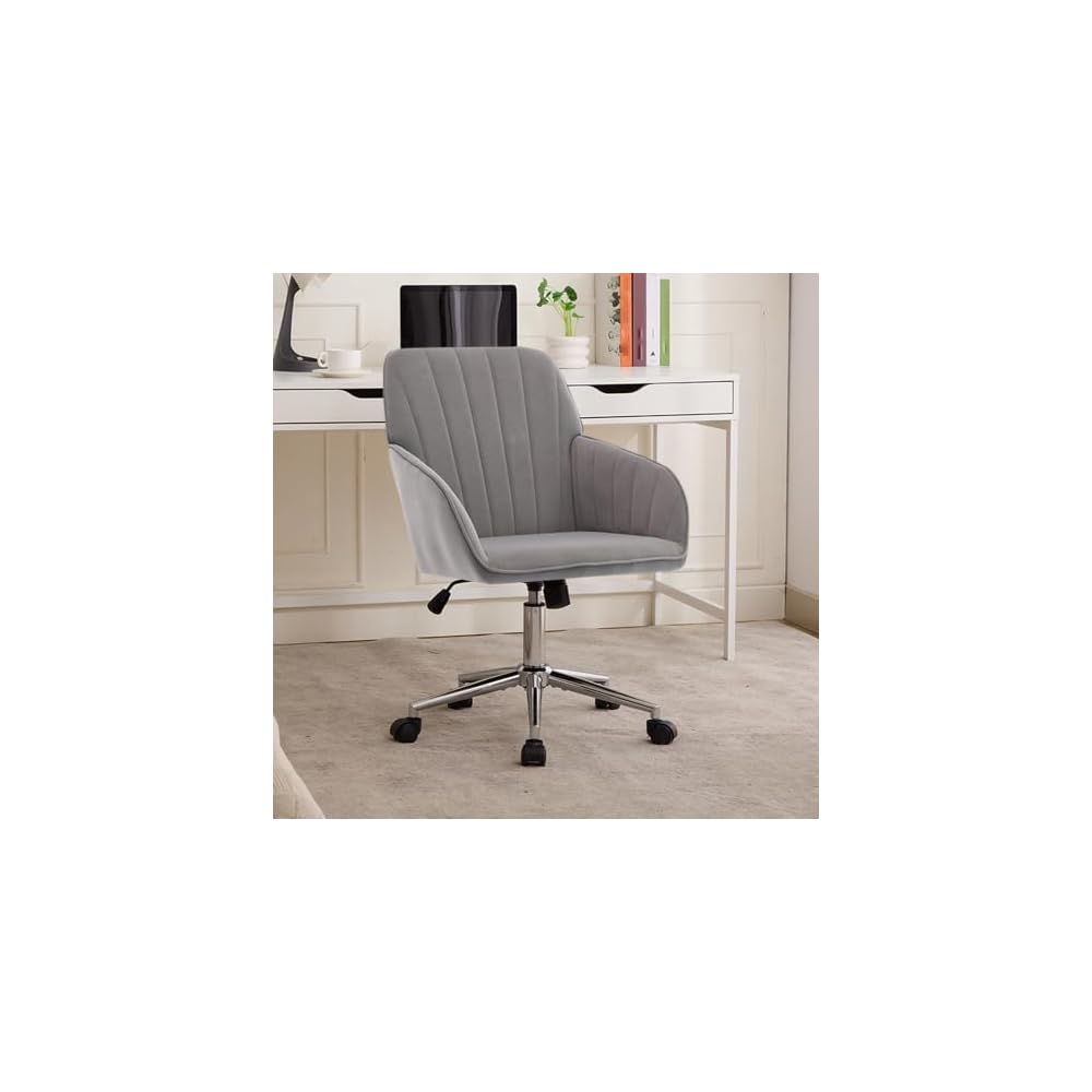 Ergonomic Home Office Chair - Velvet Criss Cross Computer Desk Chair, Mid-Back 360° Rolling PC Chairs, Modern Height Adjustable with Comfy Lumbar & Fixed Armrest for Study Vanity Gaming Blue