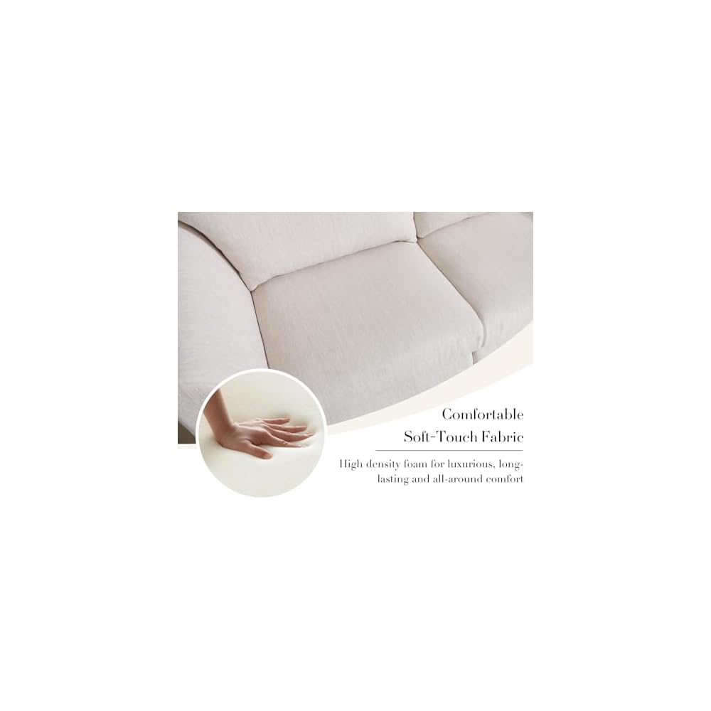 CIMOTA 60" Cloud Couch Modular Loveseat Sofa, Fabric 2-Seater Couches with Deep Seats & Wood Frame, Modern Sectional Sofa for Apartment/Office/Small Living Rooms, White