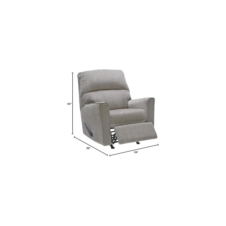 Signature Design by Ashley Manual Rocker Recliner Chair, Alloy Gray