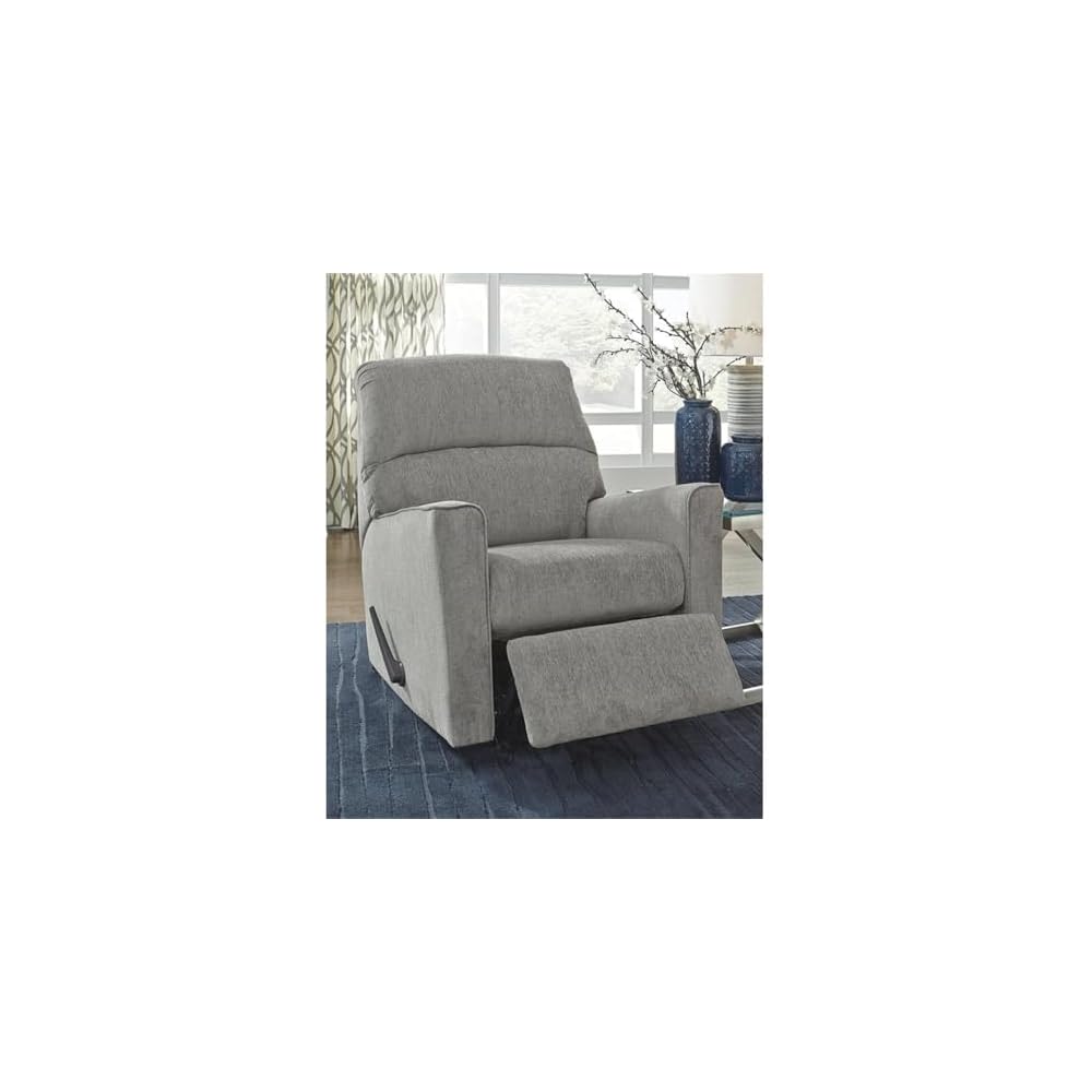 Signature Design by Ashley Manual Rocker Recliner Chair, Alloy Gray