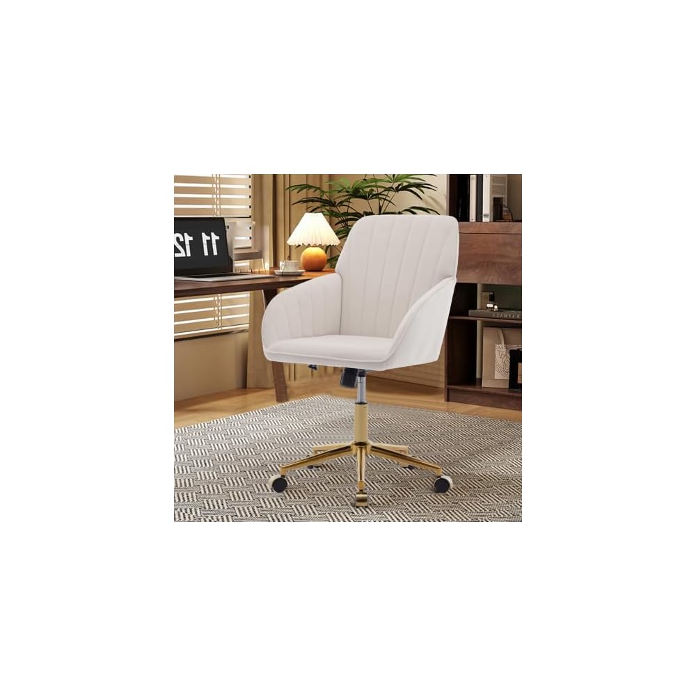 Ergonomic Home Office Chair - Velvet Criss Cross Computer Desk Chair, Mid-Back 360° Rolling PC Chairs, Modern Height Adjustable with Comfy Lumbar & Fixed Armrest for Study Vanity Gaming Blue