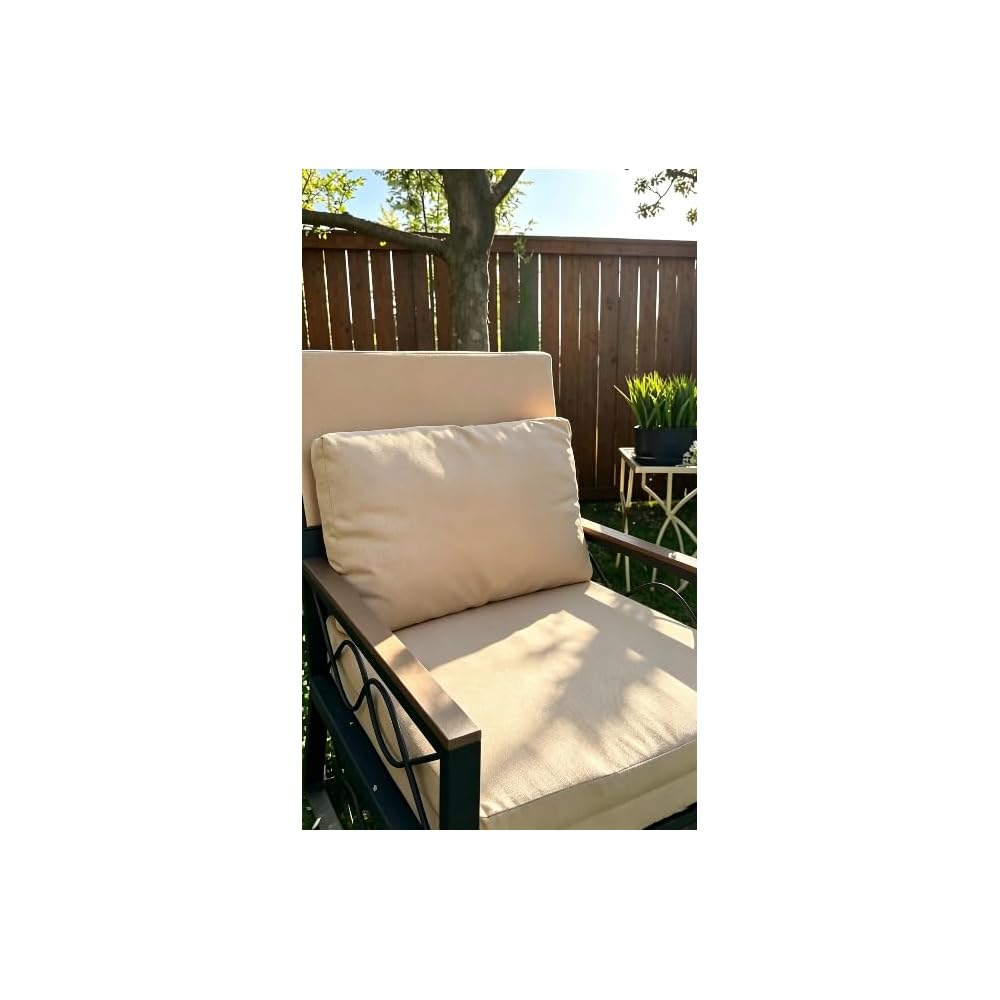 AECOJOY Outdoor Patio Chaise Lounge Chair Set of 2 with Cushion, Beige