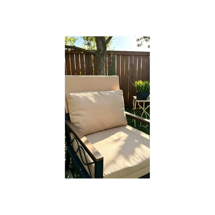 AECOJOY Outdoor Patio Chaise Lounge Chair Set of 2 with Cushion, Beige