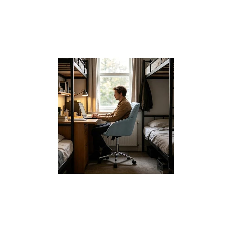 Ergonomic Home Office Chair - Velvet Criss Cross Computer Desk Chair, Mid-Back 360° Rolling PC Chairs, Modern Height Adjustable with Comfy Lumbar & Fixed Armrest for Study Vanity Gaming Blue